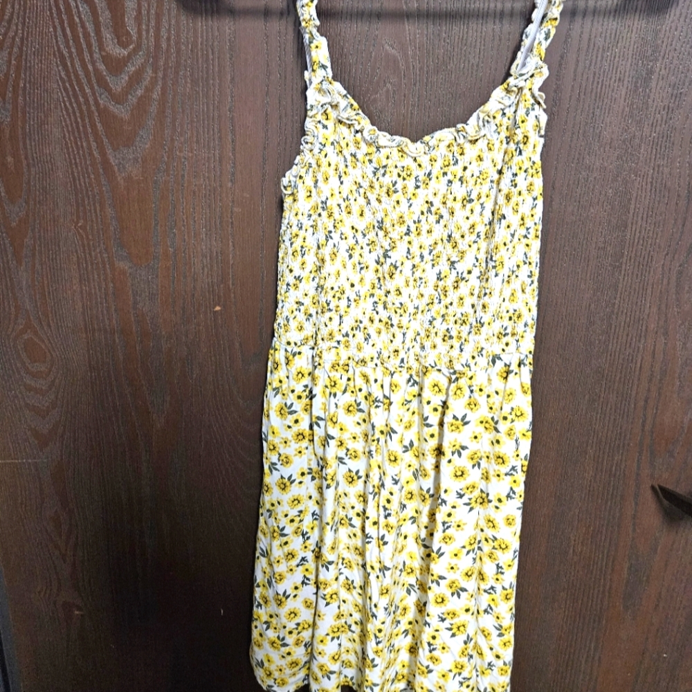 Yellow Blouse with Floral Design & Spaghetti Straps